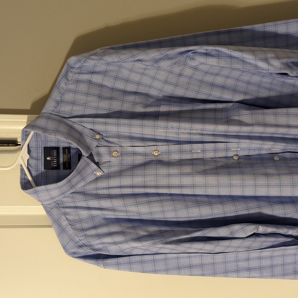Stafford dress shirt, blue stripes, regular fit, 18 36/37